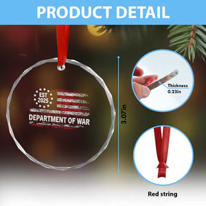 Department of War Est 2025 Crystal Glass Ornament Patriotic Military Vintage Grunge American Flag TS02 Print Your Wear