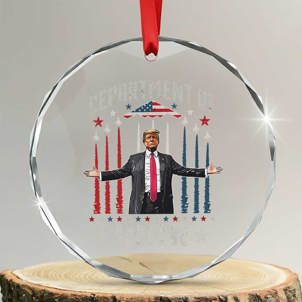 Department of War Est 2025 Crystal Glass Ornament Trump Patriotic Political B2 Spirit Operation Midnight Hammer TS02 Transparent Glass 3'' Circle Print Your Wear