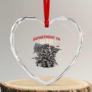 Department of War Est 2025 Heart Crystal Glass Ornament Patriotic Combat Squad Tactical Soldiers Graphic TS02 Transparent Glass 3'' Heart Print Your Wear