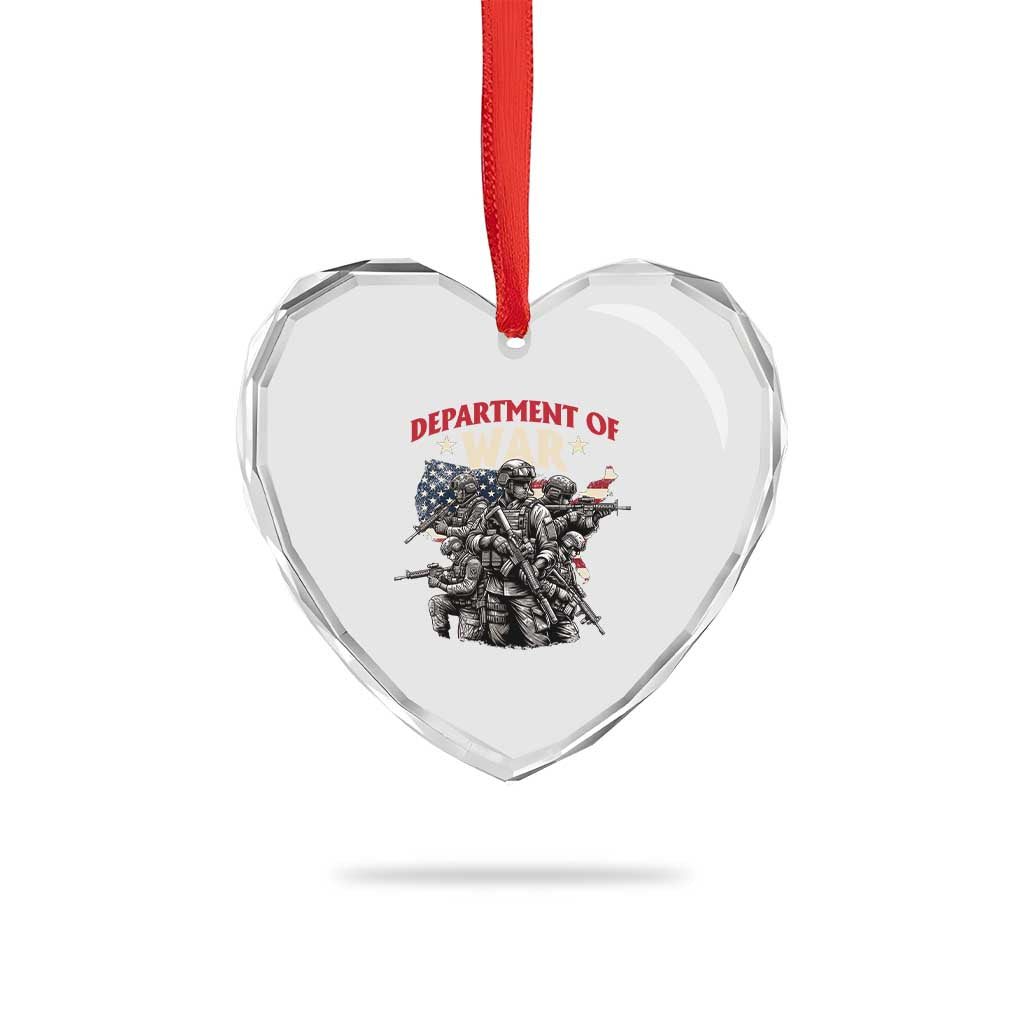 Department of War Est 2025 Heart Crystal Glass Ornament Patriotic Combat Squad Tactical Soldiers Graphic TS02 Print Your Wear
