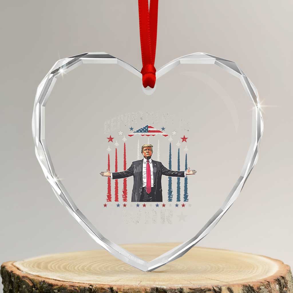 Department of War Est 2025 Heart Crystal Glass Ornament Trump Patriotic Political B2 Spirit Operation Midnight Hammer TS02 Transparent Glass 3'' Heart Print Your Wear