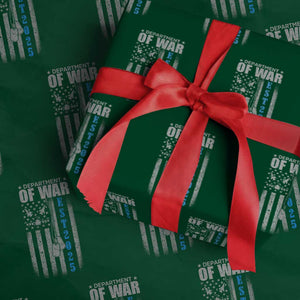 Department of War Est 2025 Wrapping Paper Roll Military Patriotic Dog Tags American Flag TS02 Green Print Your Wear