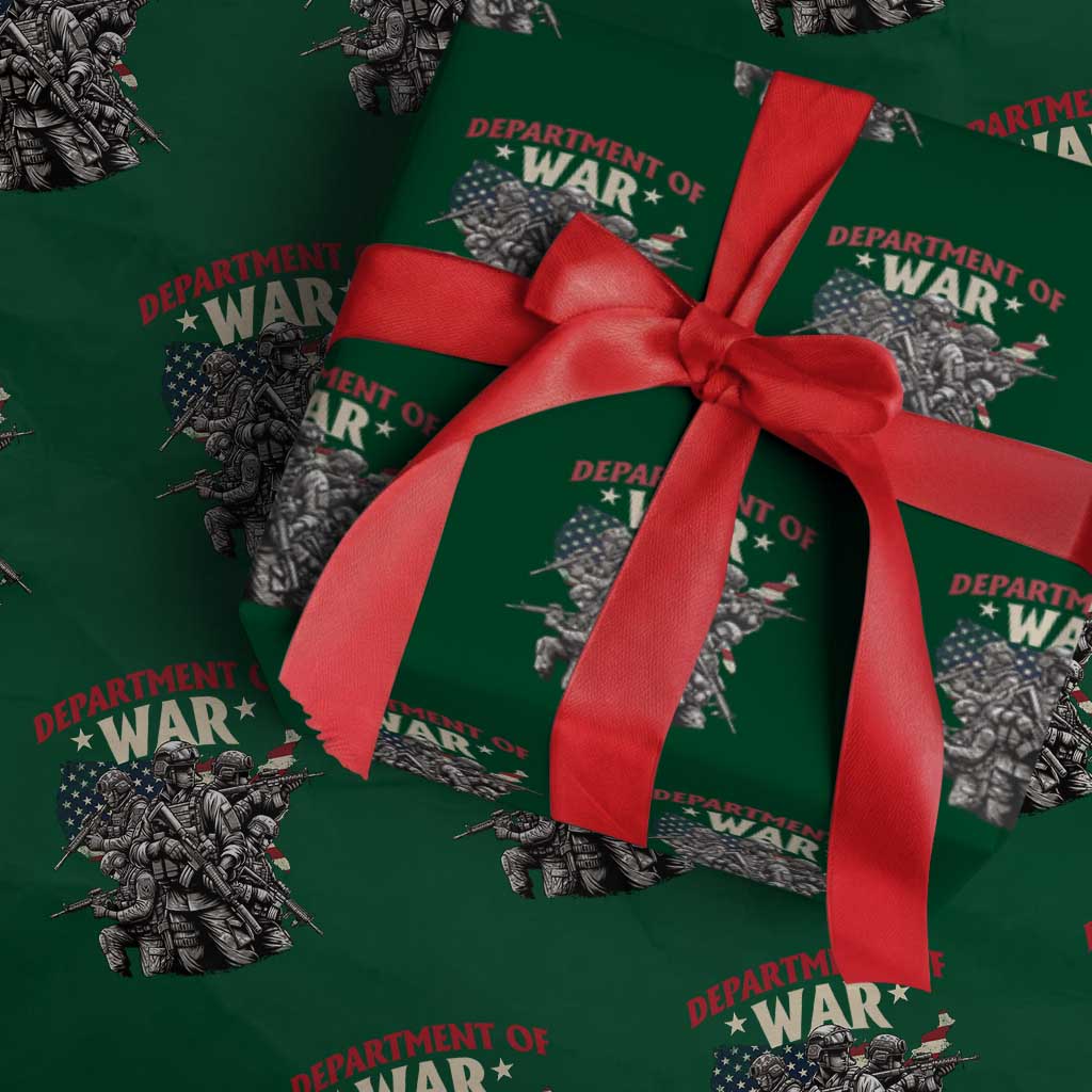 Department of War Est 2025 Wrapping Paper Roll Patriotic Combat Squad Tactical Soldiers Graphic TS02 Green Print Your Wear