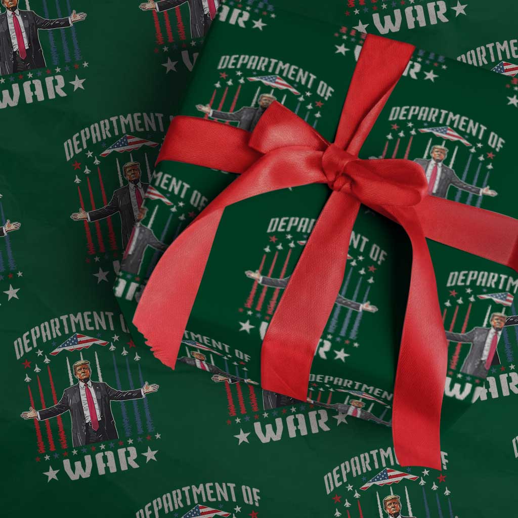 Department of War Est 2025 Wrapping Paper Roll Trump Patriotic Political B2 Spirit Operation Midnight Hammer TS02 Green Print Your Wear