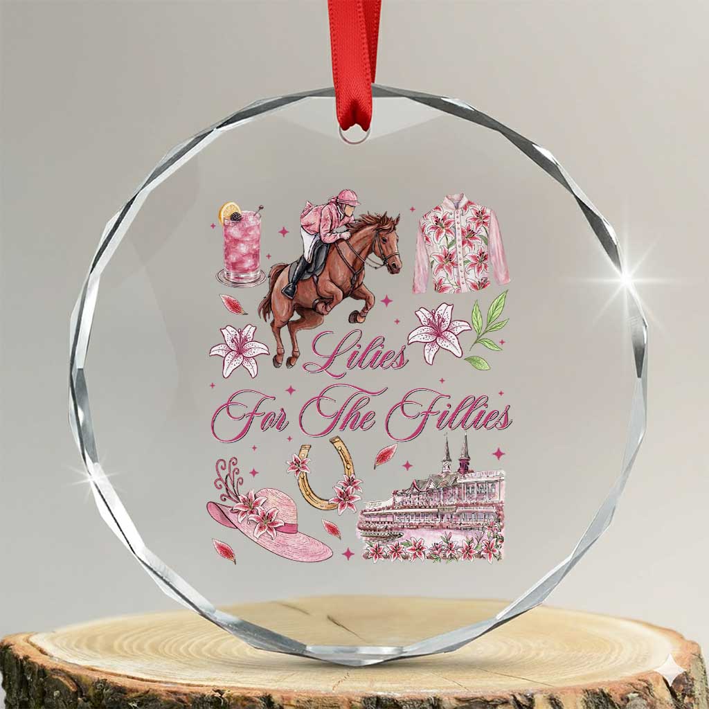 Derby Horse Racing Day Crystal Glass Ornament Lilies For The Fillies Stargazer Lily Flower TS11 Transparent Glass 3'' Circle Print Your Wear