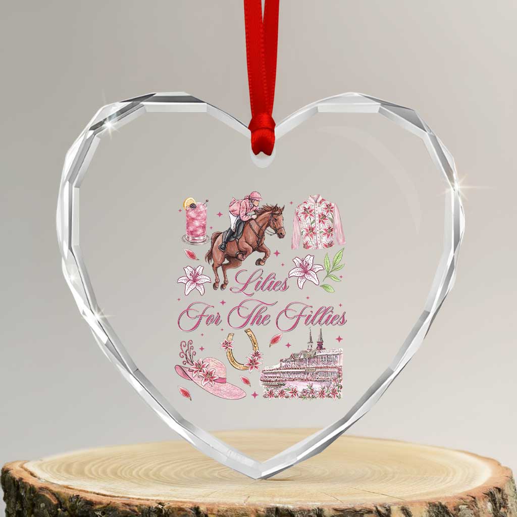 Derby Horse Racing Day Heart Crystal Glass Ornament Lilies For The Fillies Stargazer Lily Flower TS11 Transparent Glass 3'' Heart Print Your Wear