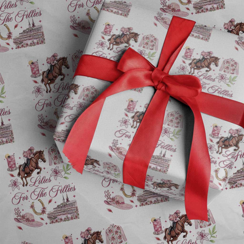 Derby Horse Racing Day Wrapping Paper Roll Lilies For The Fillies Stargazer Lily Flower TS11 White Print Your Wear