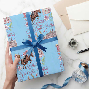 Derby Horse Racing Day Wrapping Paper Roll Lilies For The Fillies Stargazer Lily Flower TS11 Light Blue Print Your Wear