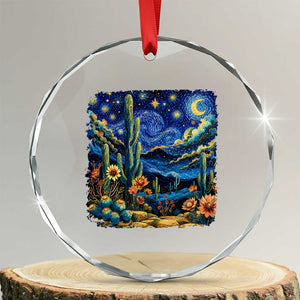 Desert Night Cactus Starry Night Arizona Stars Sky Nature Lover Gift Crystal Glass Ornament
