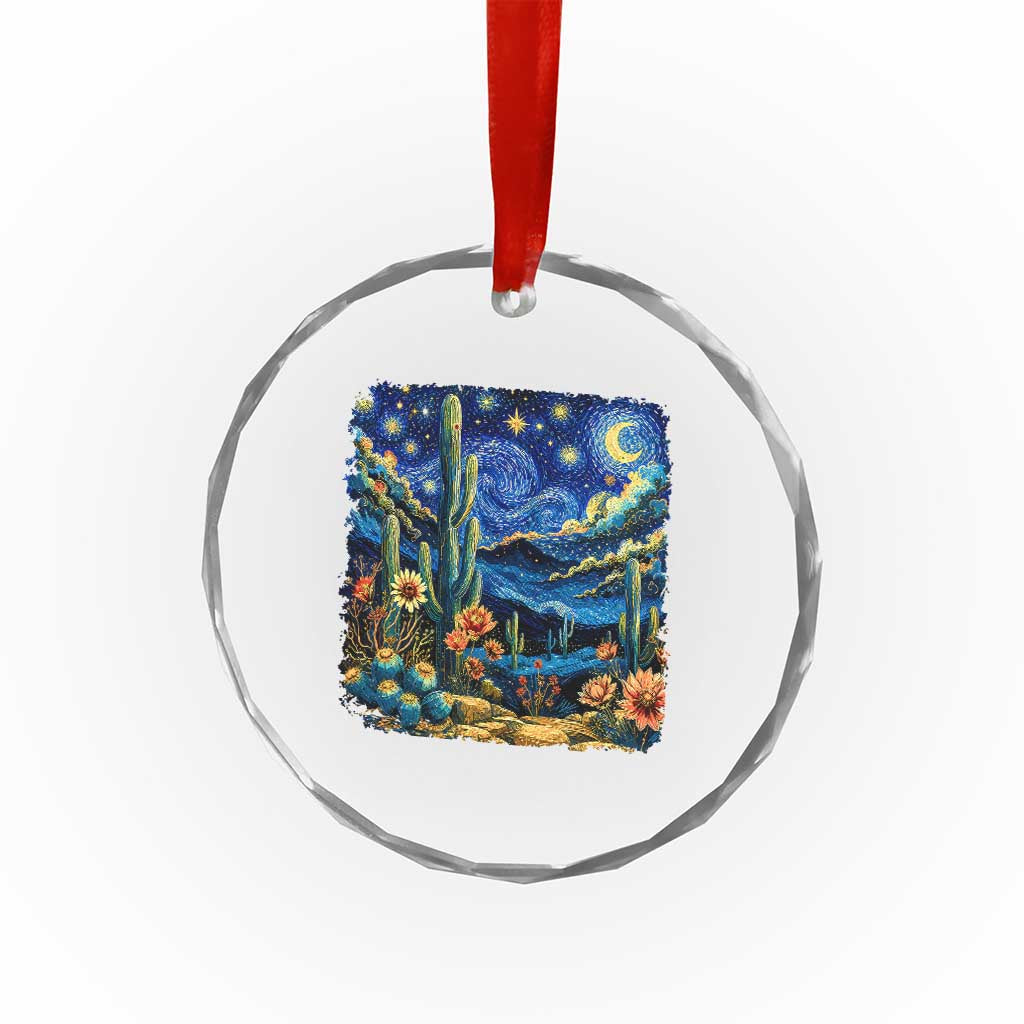 Desert Night Cactus Starry Night Arizona Stars Sky Nature Lover Gift Crystal Glass Ornament