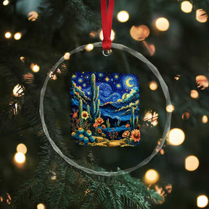 Desert Night Cactus Starry Night Arizona Stars Sky Nature Lover Gift Crystal Glass Ornament