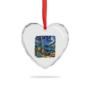 Desert Night Cactus Starry Night Arizona Stars Sky Nature Lover Gift Heart Crystal Glass Ornament