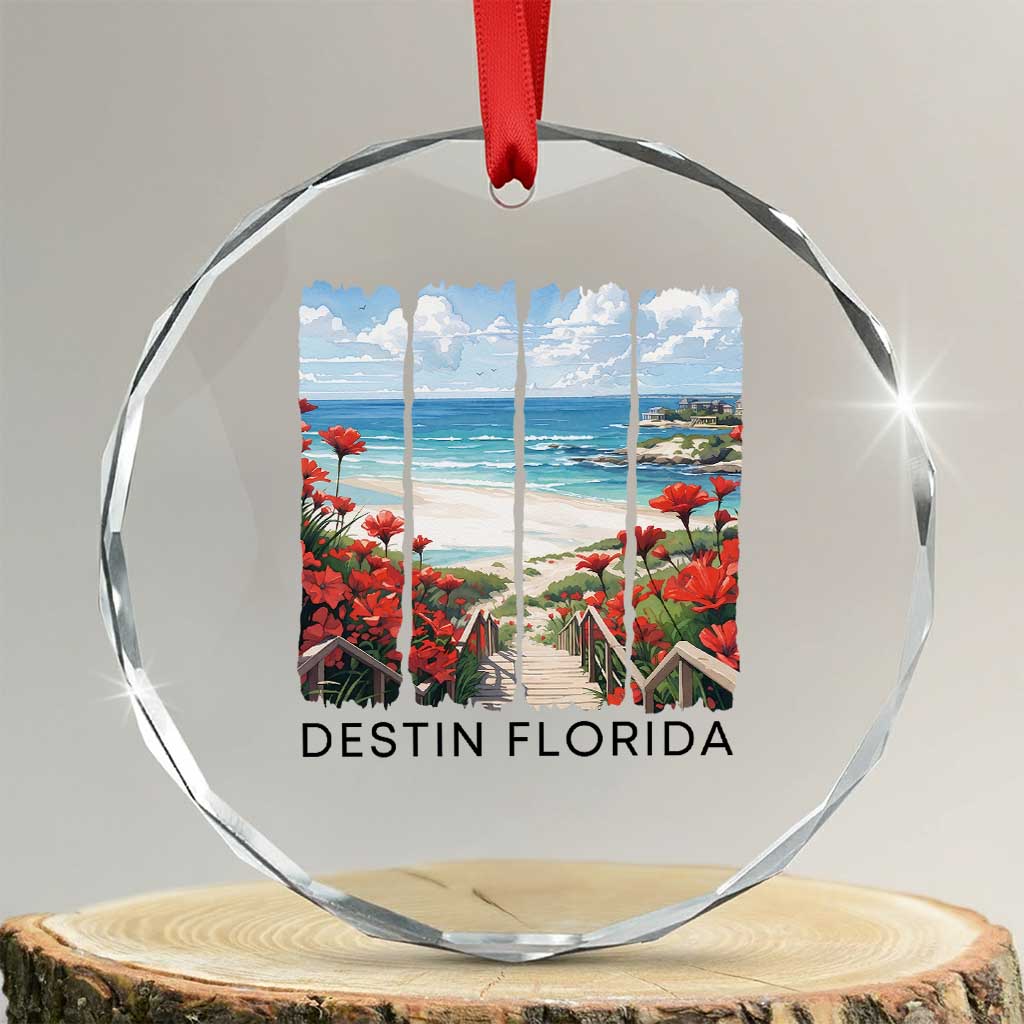 Destin Florida Crystal Glass Ornament Summer Travel Beach Vacation Gift TS12 Transparent Glass 3'' Circle Print Your Wear