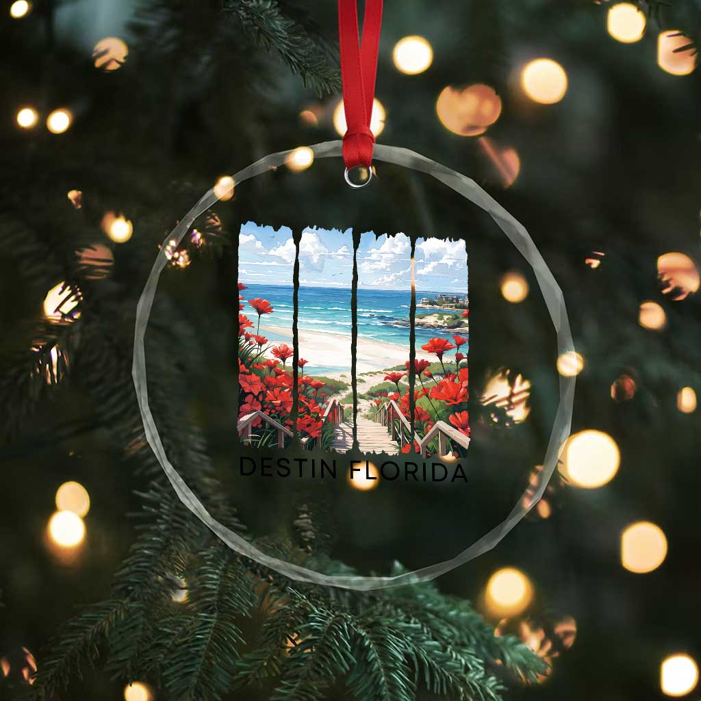 Destin Florida Crystal Glass Ornament Summer Travel Beach Vacation Gift