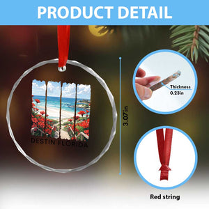 Destin Florida Crystal Glass Ornament Summer Travel Beach Vacation Gift