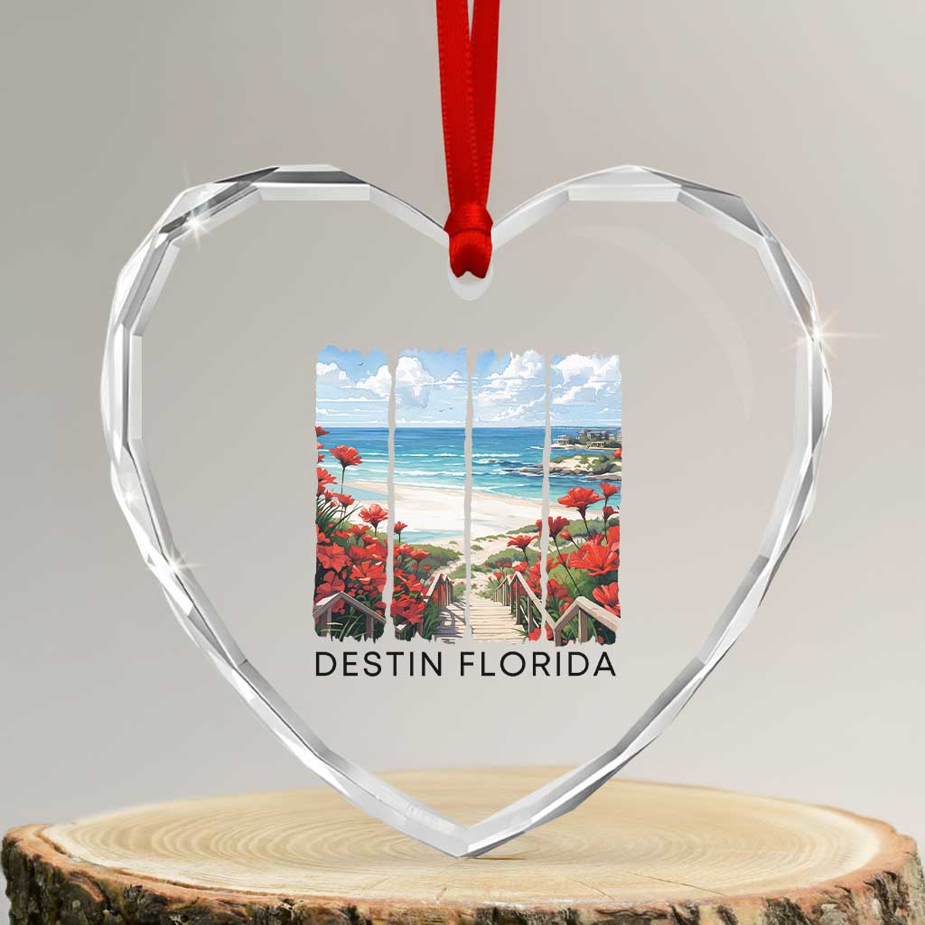 Destin Florida Heart Crystal Glass Ornament Summer Travel Beach Vacation Gift TS12 Transparent Glass 3'' Heart Print Your Wear