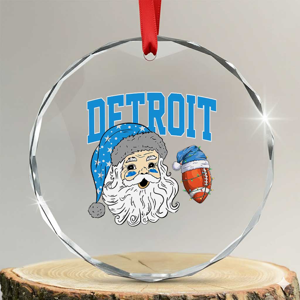 LF Football Christmas Crystal Glass Ornament Vintage Santa Claus Face Game Day Sports Fans TS10 Transparent Glass 3'' Circle Print Your Wear