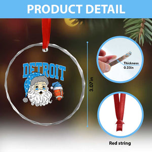 LF Football Christmas Crystal Glass Ornament Vintage Santa Claus Face Game Day Sports Fans TS10 Print Your Wear