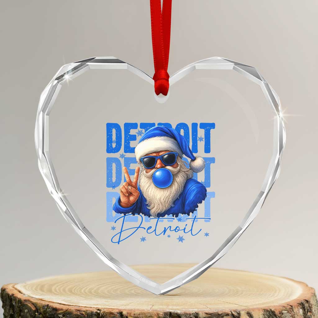 Detroit Football Christmas Heart Crystal Glass Ornament Santa Retro Lions Fan TS10 Transparent Glass 3'' Heart Print Your Wear