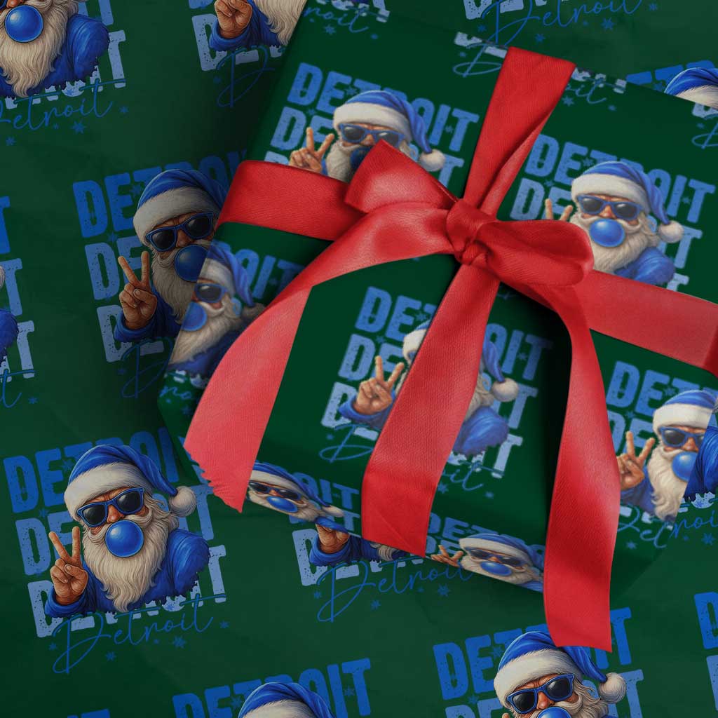 Detroit Football Christmas Wrapping Paper Roll Santa Retro Lions Fan TS10 Green Print Your Wear
