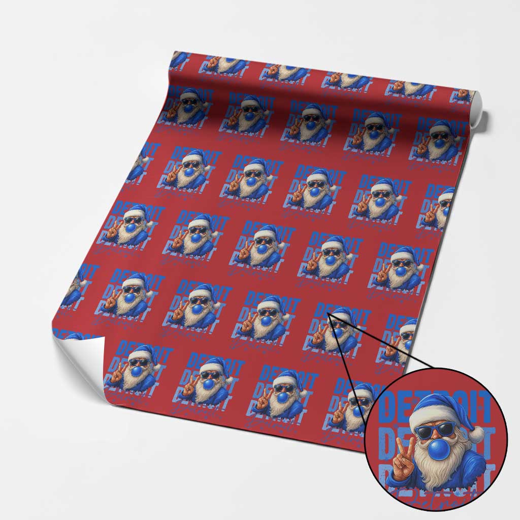 Detroit Football Christmas Wrapping Paper Roll Santa Retro Lions Fan TS10 Red Print Your Wear