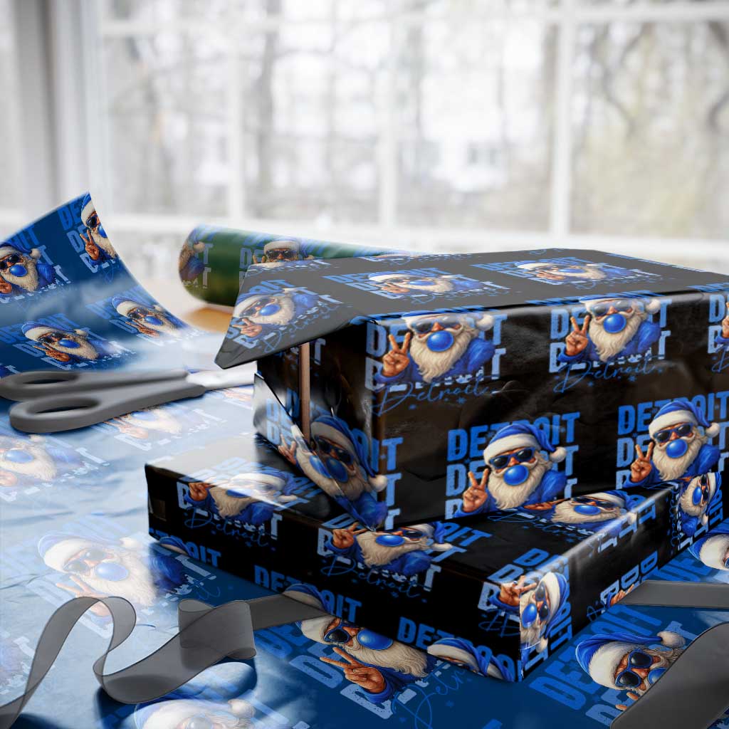 Detroit Football Christmas Wrapping Paper Roll Santa Retro Lions Fan TS10 Black Print Your Wear