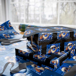 Detroit Football Christmas Wrapping Paper Roll Santa Retro Lions Fan TS10 Black Print Your Wear