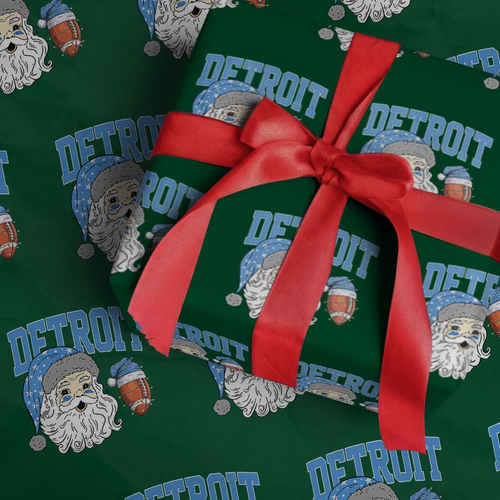 LF Football Christmas Wrapping Paper Roll Vintage Santa Claus Face Game Day Sports Fans TS10 Green Print Your Wear