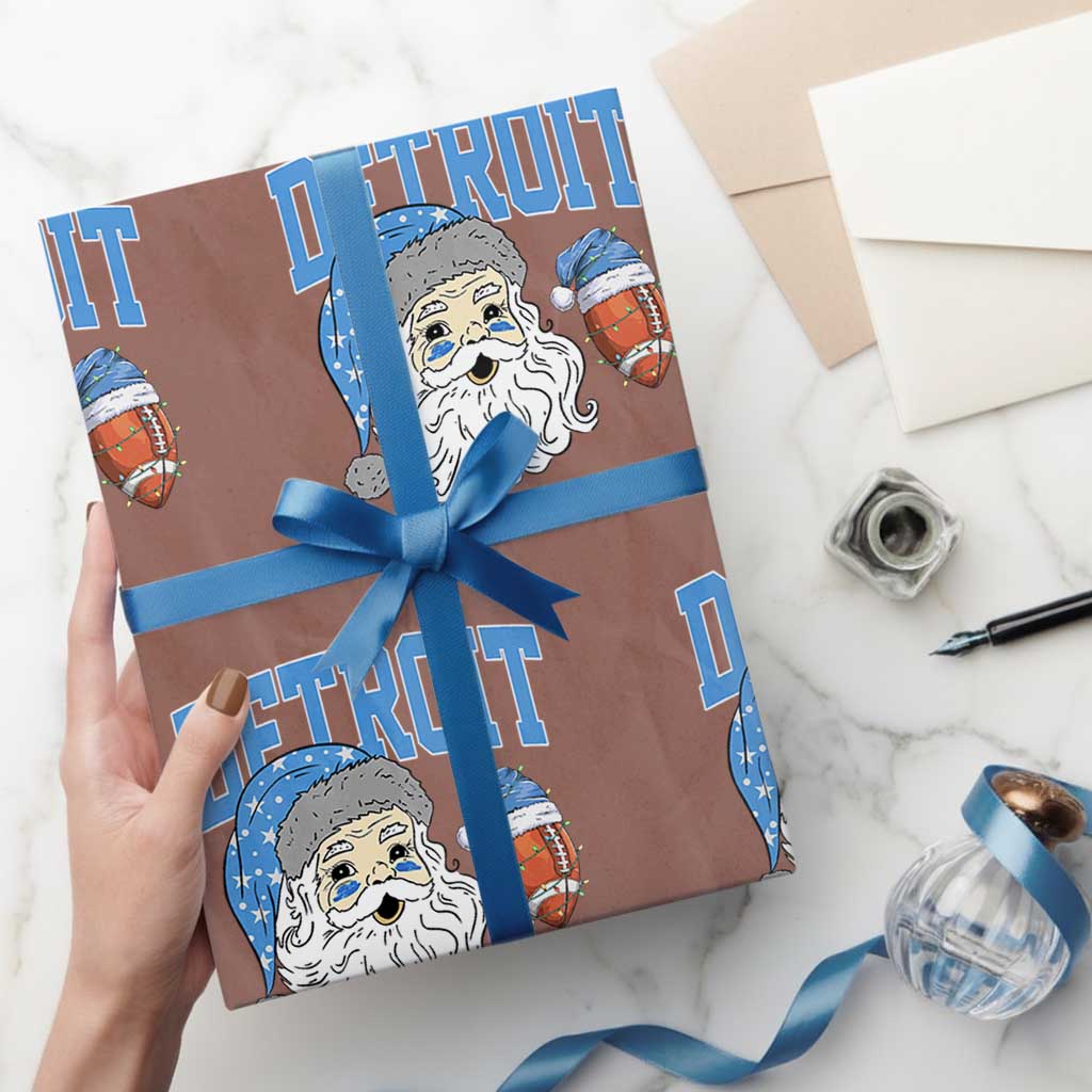 LF Football Christmas Wrapping Paper Roll Vintage Santa Claus Face Game Day Sports Fans TS10 Mocha Print Your Wear