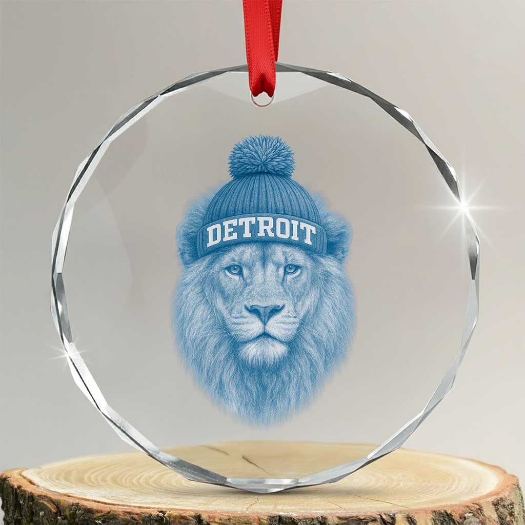 Detroit Football Crystal Glass Ornament Retro Lions Mascot Sport Fan TS10 Transparent Glass 3'' Circle Print Your Wear