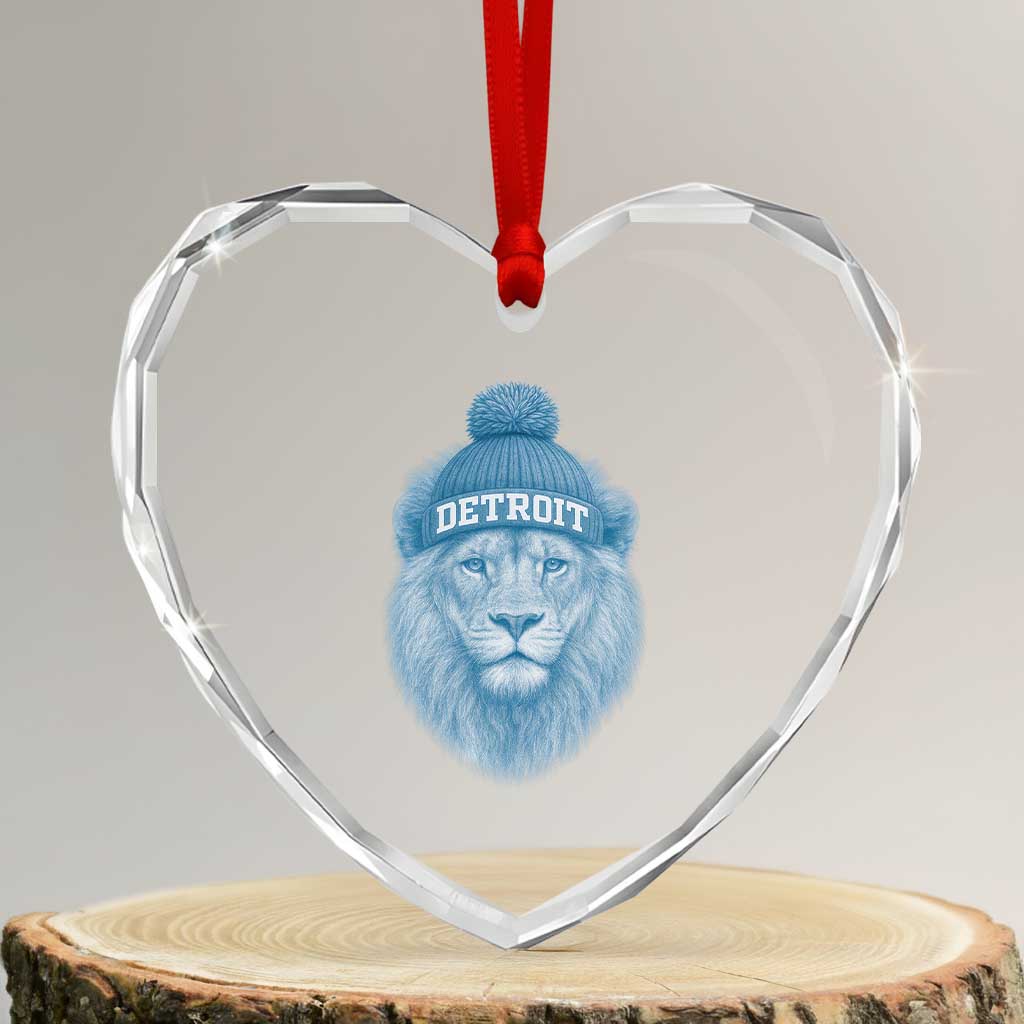 Detroit Football Heart Crystal Glass Ornament Retro Lions Mascot Sport Fan TS10 Transparent Glass 3'' Heart Print Your Wear