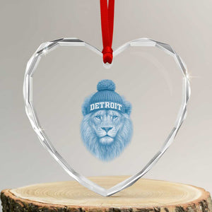 Detroit Football Heart Crystal Glass Ornament Retro Lions Mascot Sport Fan TS10 Transparent Glass 3'' Heart Print Your Wear
