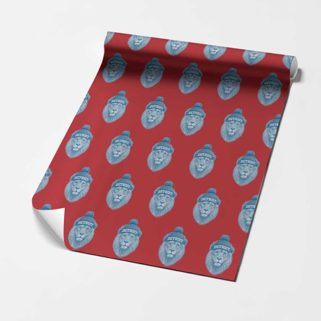 Detroit Football Wrapping Paper Roll Retro Lions Mascot Sport Fan TS10 Red Print Your Wear
