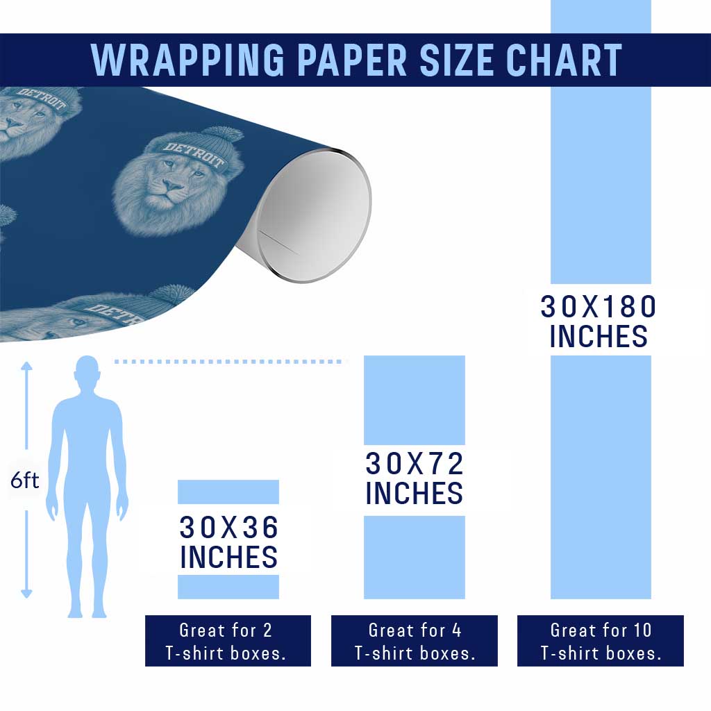 Detroit Football Wrapping Paper Roll Retro Lions Mascot Sport Fan TS10 Print Your Wear
