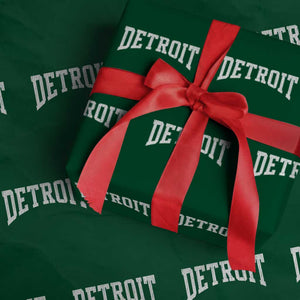 Detroit Michigan City Throwback Design Vintage Wrapping Paper Roll TS11 Green Print Your Wear