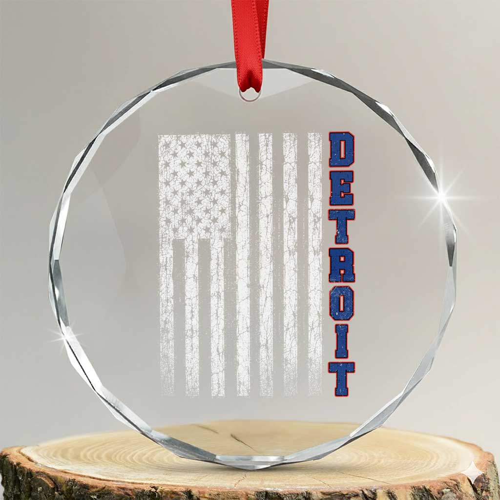 Detroit Michigan State Pride Vintage American Flag Crystal Glass Ornament TS11 Transparent Glass 3'' Circle Print Your Wear