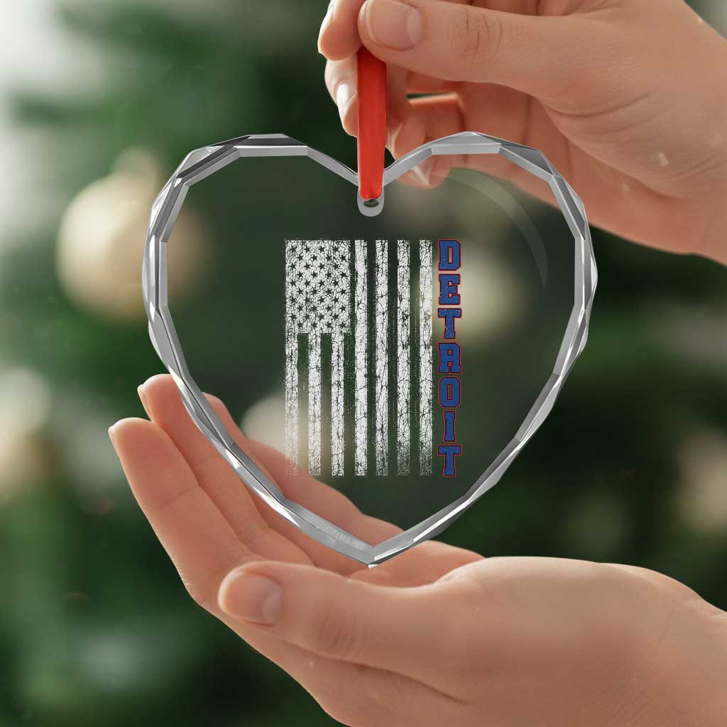 Detroit Michigan State Pride Vintage American Flag Heart Crystal Glass Ornament TS11 Print Your Wear