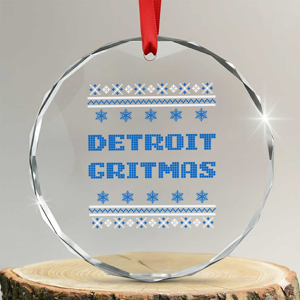 Detroit Ugly Christmas Crystal Glass Ornament Michigan 313 City TS10 Transparent Glass 3'' Circle Print Your Wear