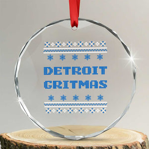 Detroit Ugly Christmas Crystal Glass Ornament Michigan 313 City TS10 Transparent Glass 3'' Circle Print Your Wear