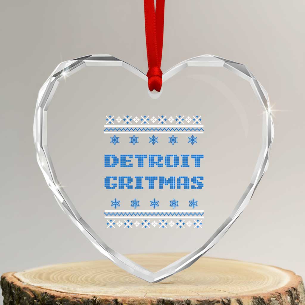 Detroit Ugly Christmas Heart Crystal Glass Ornament Michigan 313 City TS10 Transparent Glass 3'' Heart Print Your Wear