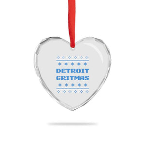 Detroit Ugly Christmas Heart Crystal Glass Ornament Michigan 313 City TS10 Print Your Wear