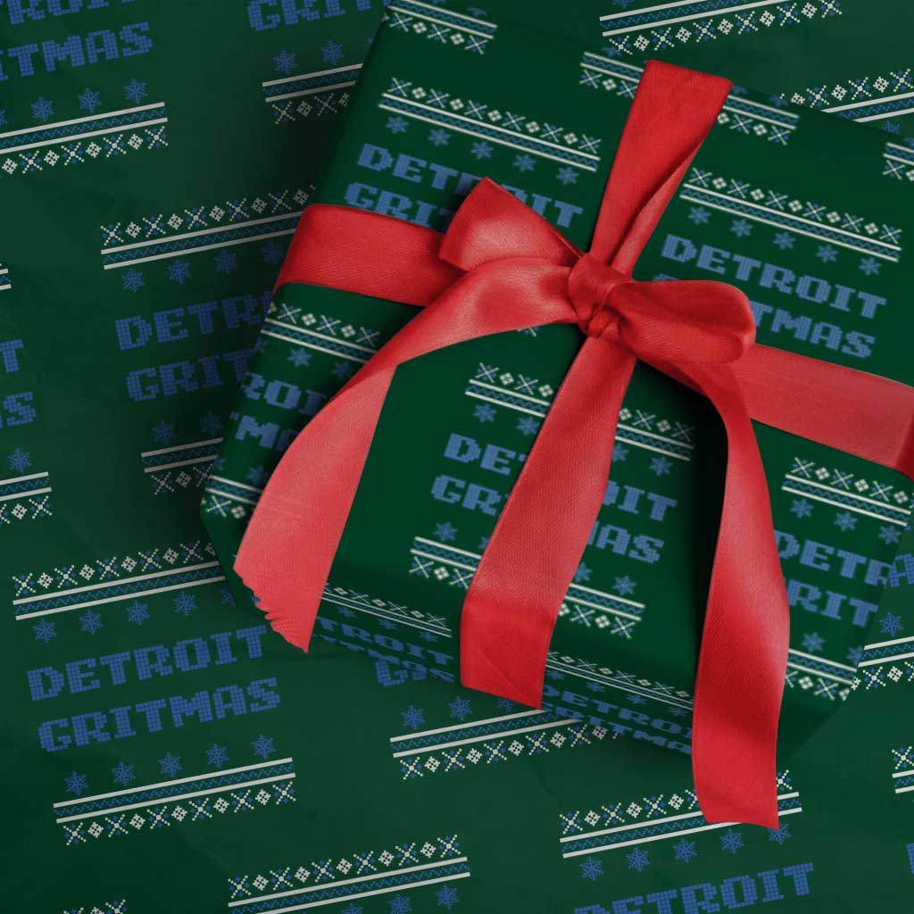 Detroit Ugly Christmas Wrapping Paper Roll Michigan 313 City TS10 Green Print Your Wear