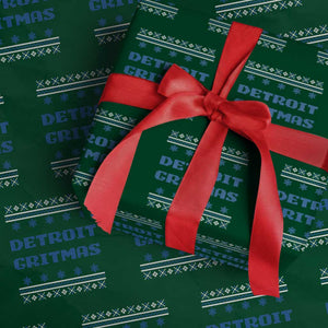 Detroit Ugly Christmas Wrapping Paper Roll Michigan 313 City TS10 Green Print Your Wear