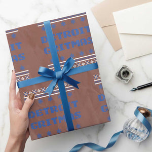 Detroit Ugly Christmas Wrapping Paper Roll Michigan 313 City TS10 Mocha Print Your Wear