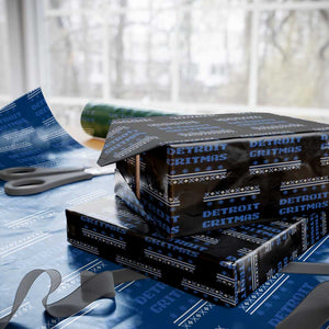 Detroit Ugly Christmas Wrapping Paper Roll Michigan 313 City TS10 Black Print Your Wear