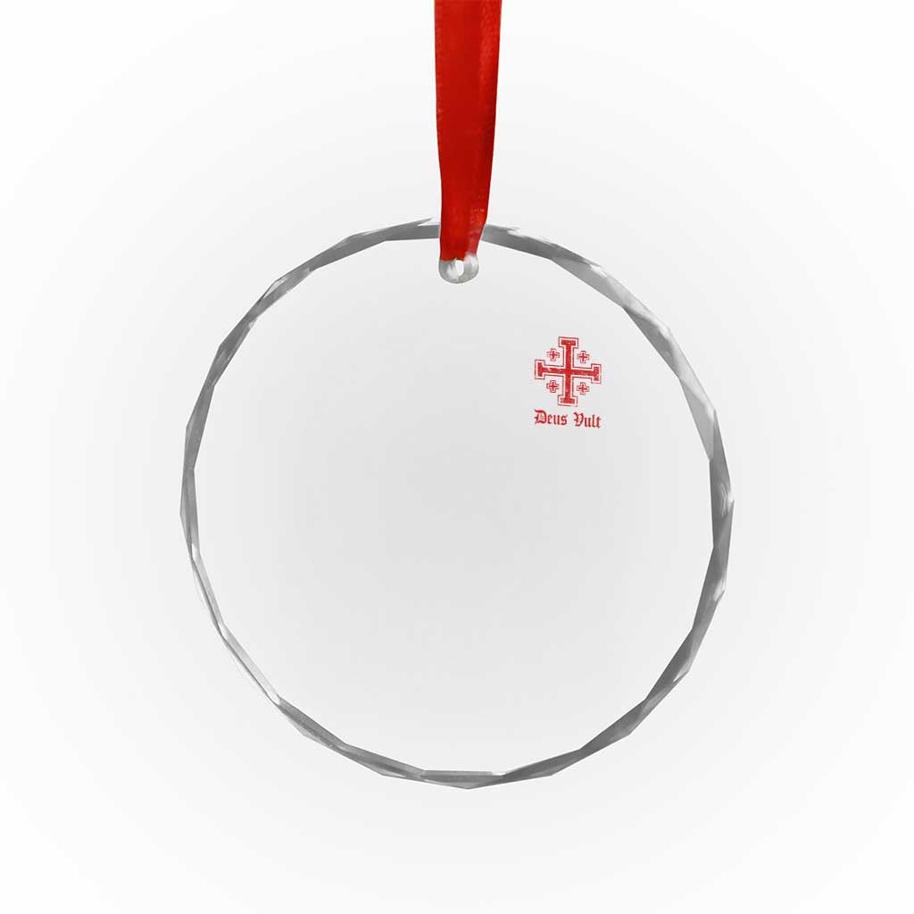 Deus Vult Catholic Knight Templar Jerusalem Cross Crystal Glass Ornament