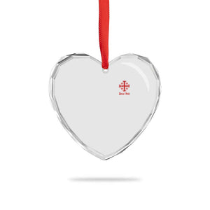 Deus Vult Catholic Knight Templar Jerusalem Cross Heart Crystal Glass Ornament