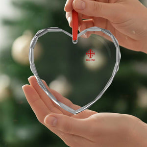 Deus Vult Catholic Knight Templar Jerusalem Cross Heart Crystal Glass Ornament