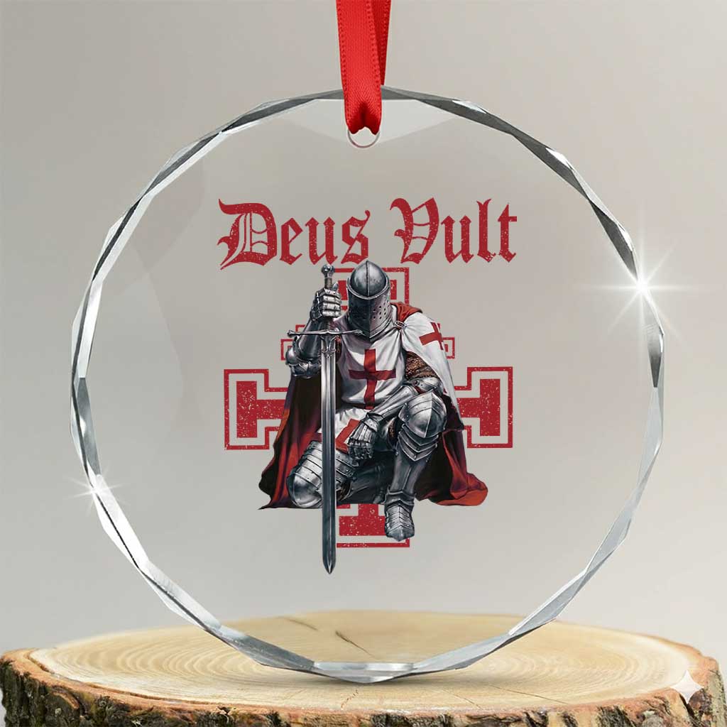 Deus Vult Knight Templar Crystal Glass Ornament Crusader Cross TS10 Transparent Glass 3'' Circle Print Your Wear