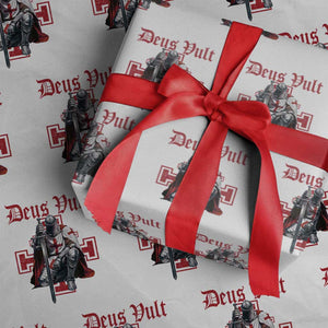 Deus Vult Knight Templar Wrapping Paper Roll Crusader Cross TS10 White Print Your Wear
